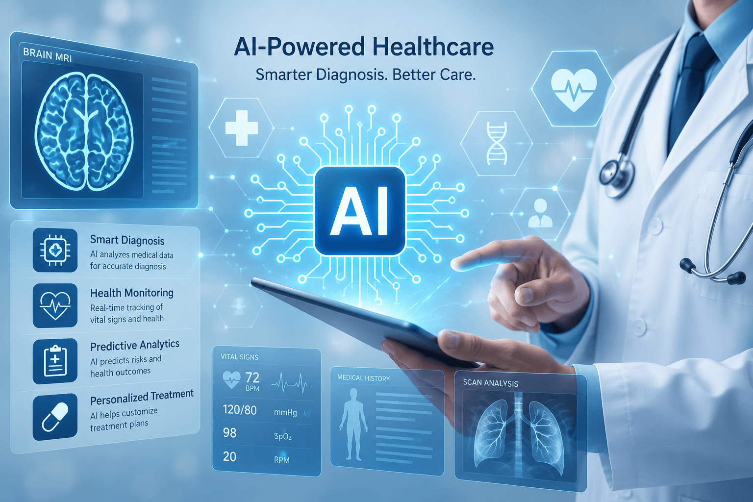 Healthcare software dashboard showing patient records and telehealth scheduling